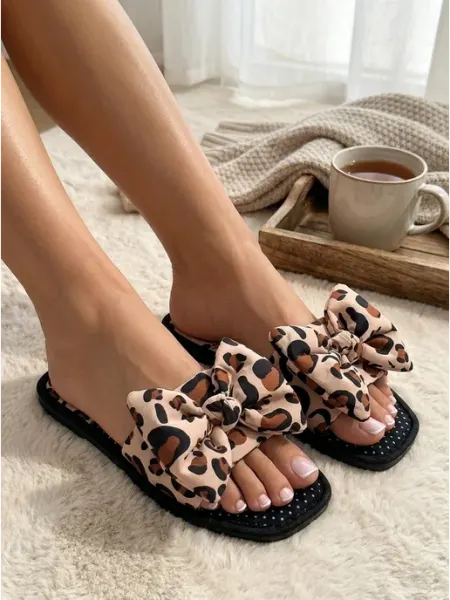 Home&Style Тапочки женские открытые домашние c бантом Leo