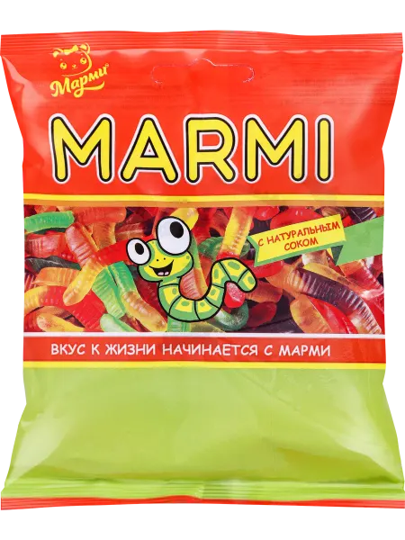 Мармелад жевательный МАРМИ с соком в форме червяков