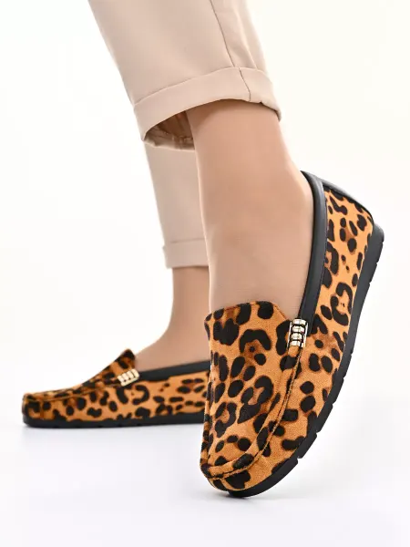 Shoe House Мокасины леопардовые замшевые