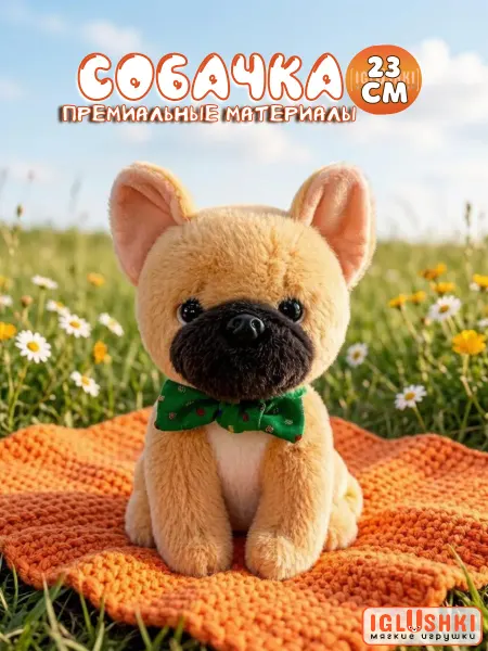 IGLUSHKI Реалистичная собачка французский бульдог мягкая игрушка