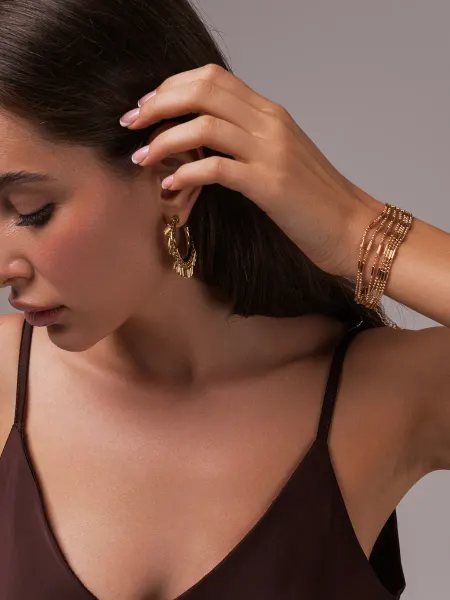 IKiss Jewelry Комплект серьги кольца большие и браслет женский на руку