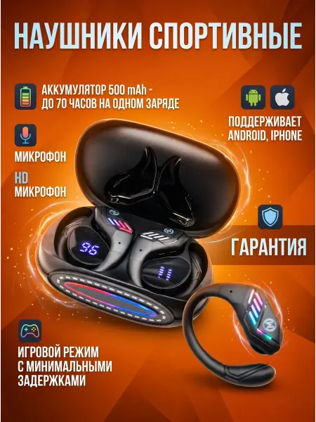 Наушники беспроводные за ухо спортивные для андроид и iphone
