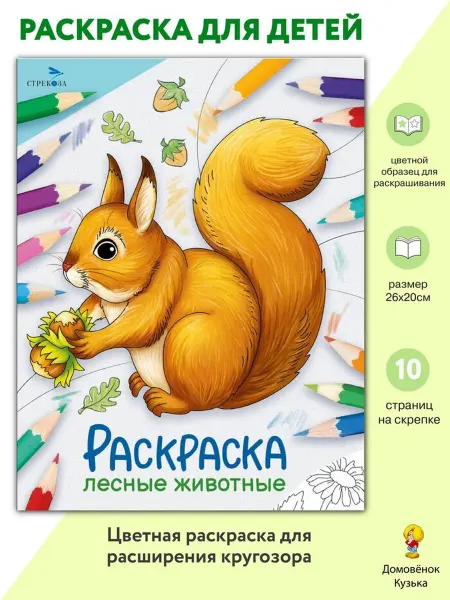 Издательство Стрекоза Лесные животные. Раскраска Окружающий мир