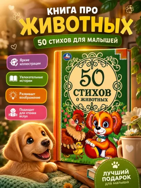 Умка Книга про животных для малышей сборник стихов с картинками
