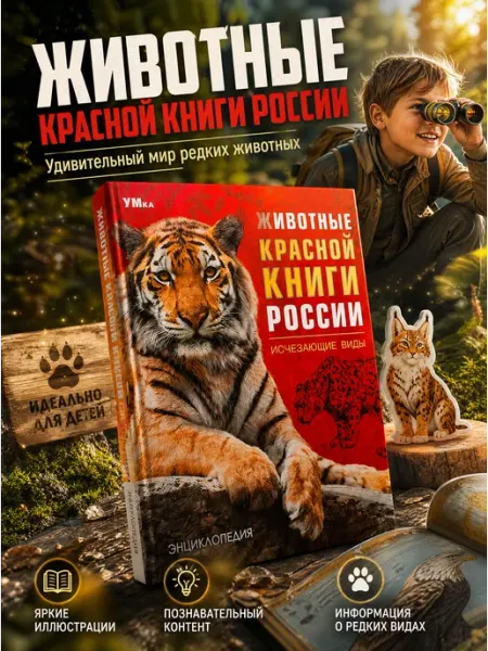 Умка Красная книга России развивающая энциклопедия про животных