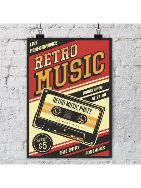 Janime Постер для интерьера Retro Music Party Vintage Ретро