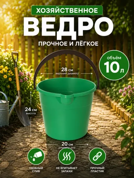 ИскраПласт Ведро хозяйственное пластиковое, 10 л