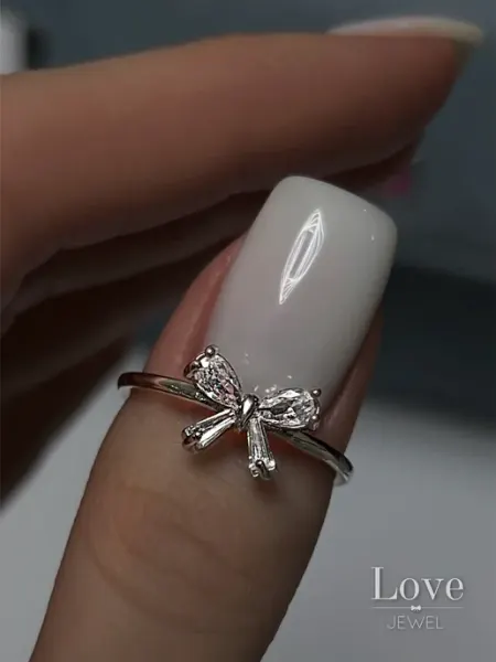 Love JEWEL Кольцо бижутерия под серебро с камнем необычное 1шт