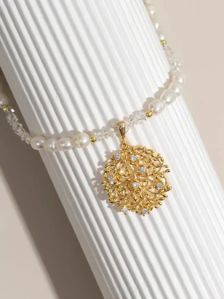 RUBIN JEWEL Чокер на шею из жемчуга майорка с подвеской дерево