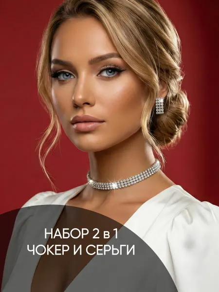 Jewella Набор чокер и серьги со стразами бижутерия комплект