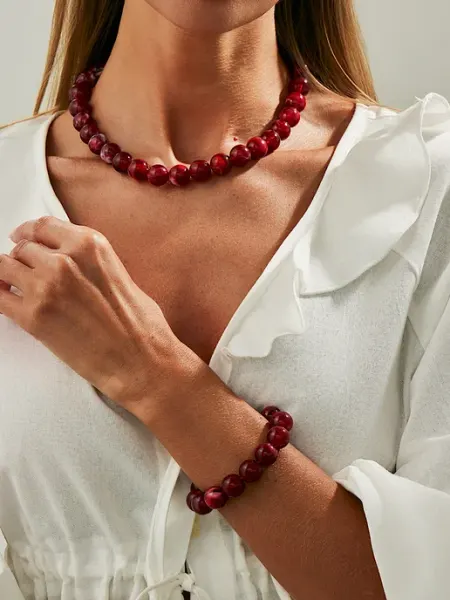 LADY PANTHER Jewelry Комплект бижутерии, колье-бусы и браслет