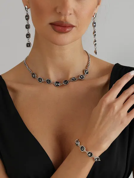 LADY PANTHER Jewelry Комплект бижутерии из крупных кристаллов вечерний
