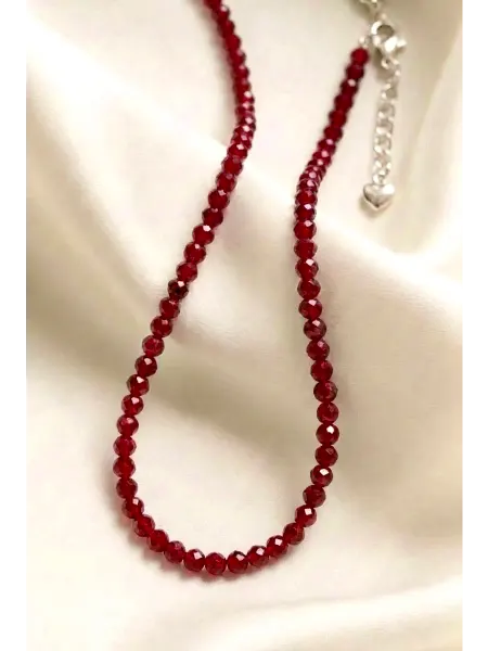 LINE Jewelry Чокер - бусы из граната на шею бордовый колье бижутерия
