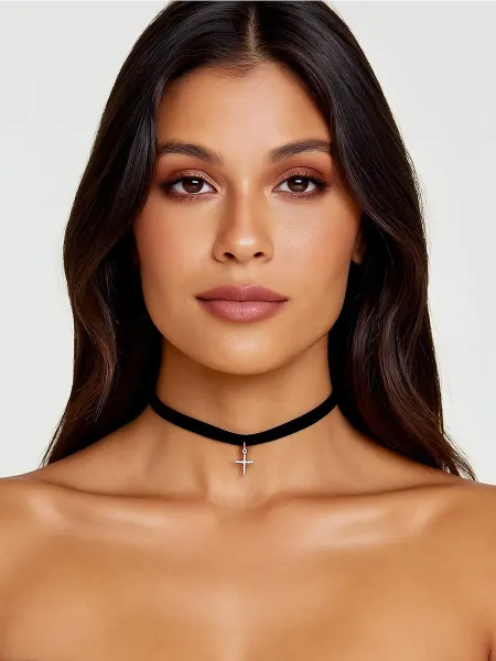 Milano Jewelry Чокер на шею бархатный с подвеской крест