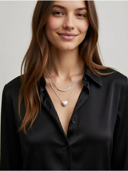 Moon Jewelry Колье двойное подвеска цепочка многослойная