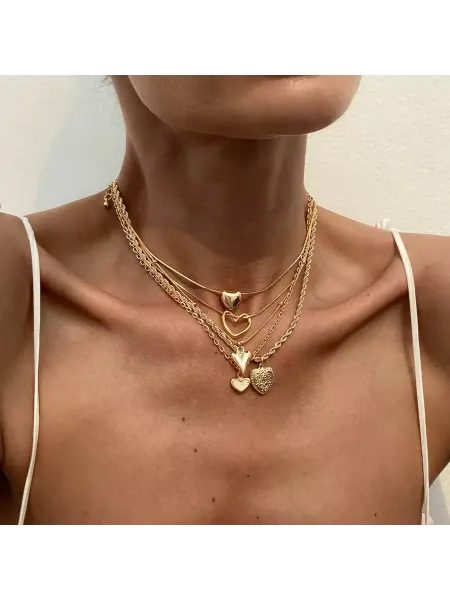 YANDI Jewelry Ожерелье колье многослойное с сердечком Pinterest