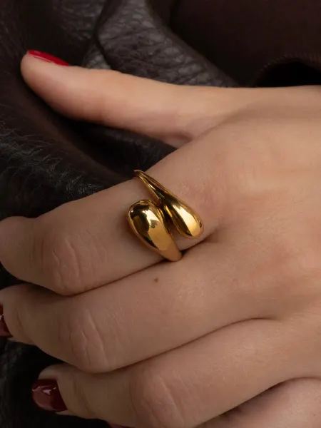Stainless steel jewelry Кольцо капля женское из стали