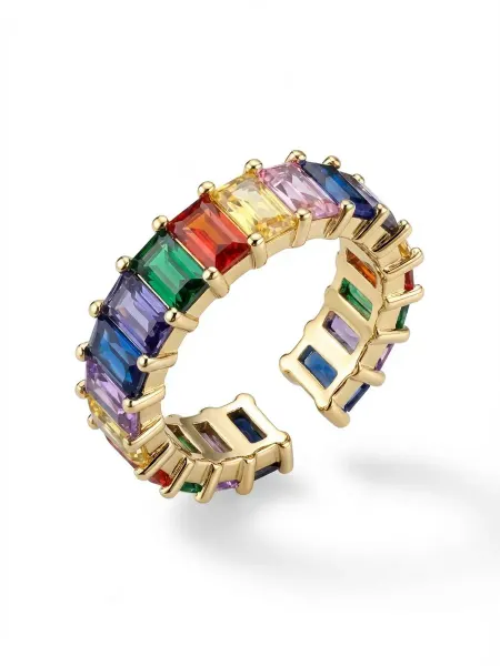 VIP JEWELRY Кольцо дорожка разноцветная с фианитами