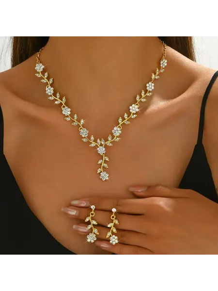 YANDI Jewelry Комплект украшений из камней с цветами ожерелье и серьги