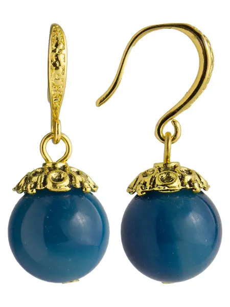 TE jewelry Серьги синие с натуральным камнем агат "Афелия"