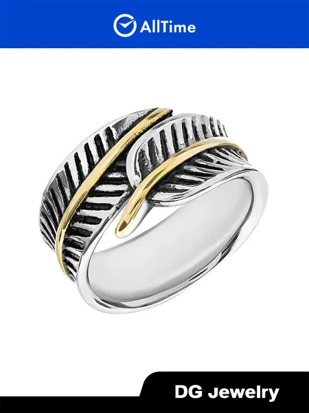 DG Jewelry Кольцо стальное "Перо" бижутерия с эмалью