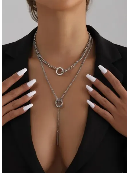 AV Jewelry Store Цепочка на шею многослойная колье с кольцами и подвеской