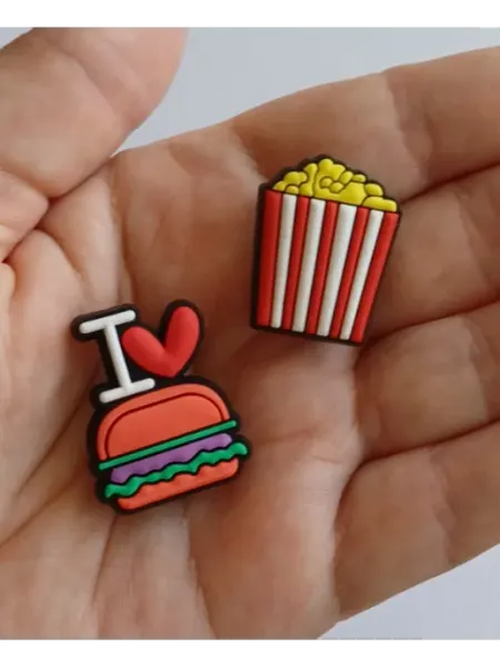 ЛЕТЯЩЕЙ ПОХОДКОЙ Jibbitz набор взрослые детские джибитсы еда бургер попкорн