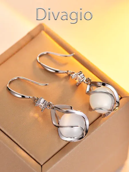 JWL Originly Серьги висячие с лунным камнем бижутерия длинные вечерние