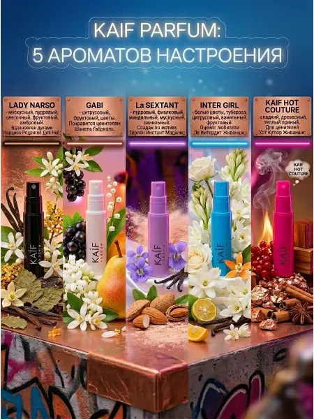 KAIF Духи стойкие набор пробников LADY VAMP 5 шт Сет Леди Вамп