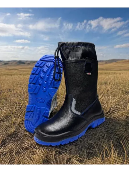 KBK.STORE Сапоги рабочие кожаные с манжетом черные