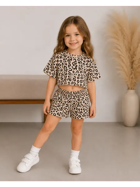 KettyKids Летний костюм с принтом для девочки футболка и шорты
