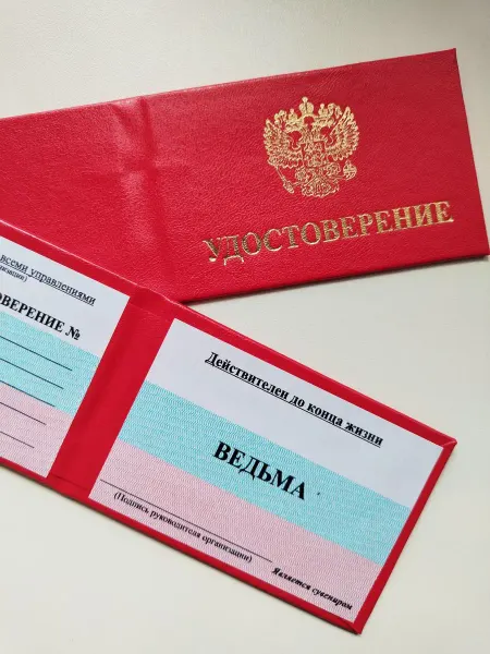 Удостоверение сувенирное ксива Ведьма