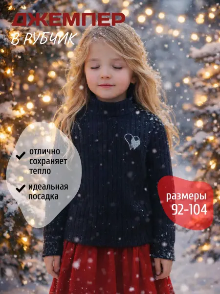 Wan Kids Водолазка детская теплая в рубчик