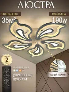 Люстра потолочная светодиодная с пультом для зала и спальни