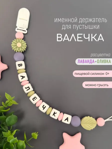 Koala_grizunok Именной держатель для соски-пустышки Валечка