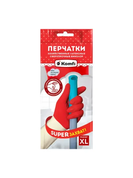 Komfi Перчатки латексные Сверхпрочные Биколор, размер М