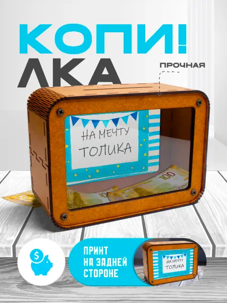 KopiCash Копилка для денег именная Толя
