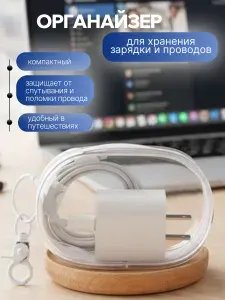 Органайзер для хранения проводов и зарядки, кабелей и наушников/защитный чехол для зарядки и проводов