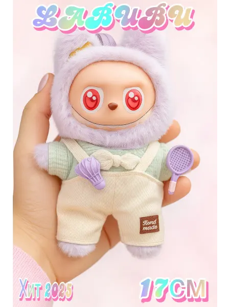 Лабубу Labubu мягкая игрушка в костюме теннисиста в коробке