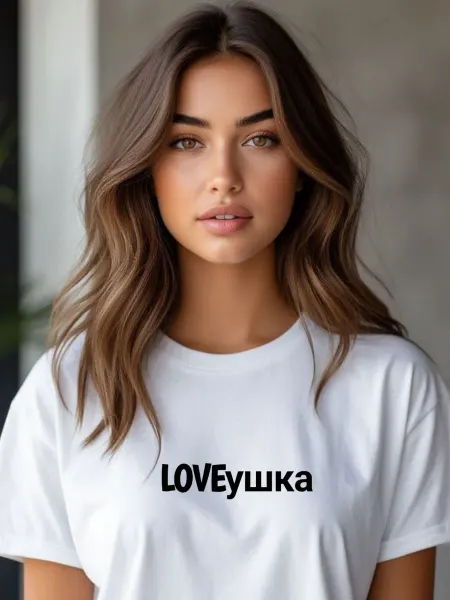 Lavsun Футболка с принтом надписью Loveушка