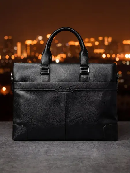Leatherbag Сумка черная деловая для документов кожаная а4 портфель