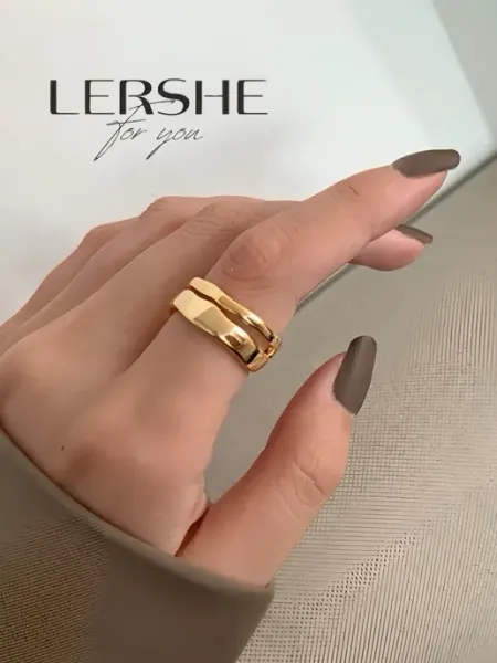 LERSHE Кольцо двойное безразмерное бижутерия