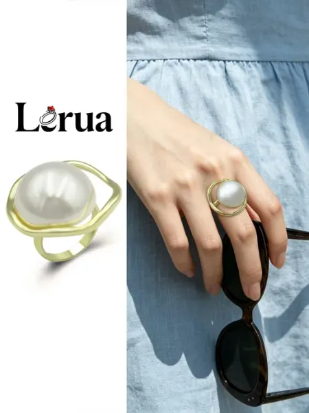 Lerua Кольцо с жемчугом необычная бижутерия