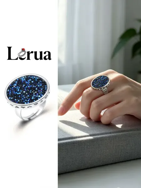 Lerua Кольцо с кристаллами серебристое бижутерия