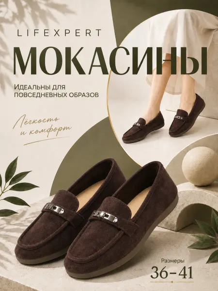 Lifexpert Мокасины мягкие под замшу с металлическим акцентом