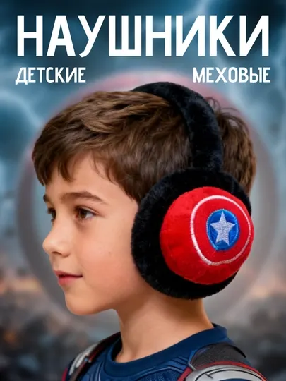 Меховые наушники теплые, зимние, мягкие для мальчиков