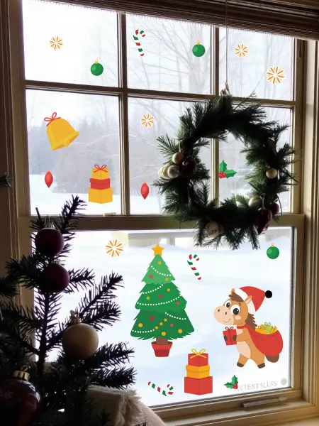Lisadecor Наклейки новогодние Лошадь и елка