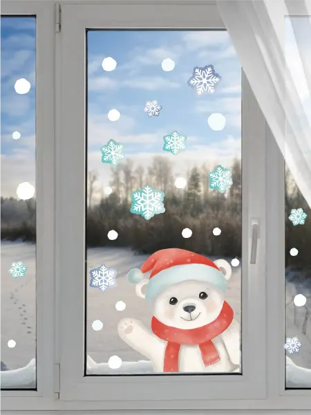 Lisadecor Наклейки на окна новогодние Мишка