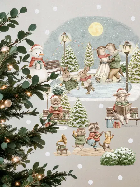 LITTLE ONE STORY Наклейки Румбокс новогодний На котке