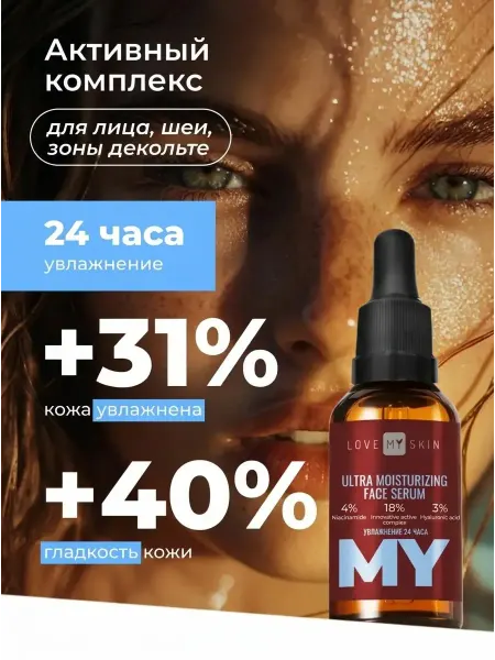 LOVE MY SKIN Увлажняющая сыворотка для лица гиалуроновой кислотой